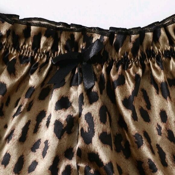 Leopard Print Lace & Satin 2 Piece Cami Sleep Lingerie Set - Picture 4 of 6